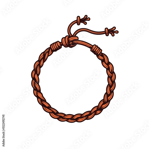 Braided friendship bracelet made of brown leather cord.  Friendship bracelet design features intricate braiding technique and secure knot closure.