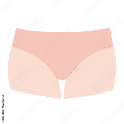 Peach-colored underwear layout on white background.  Underwear design features a simple, modern style perfect for showcasing new lingerie collections.