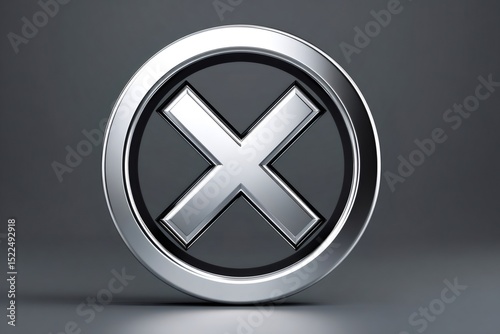 Metallic cross sign symbolizing rejection on dark background