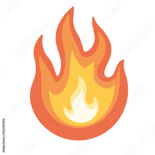 Fiery flame illustration with orange and yellow colors. This intense fire graphic features bright shades and dynamic shapes. Use this burning flame image for warning signs, fire safety posters,