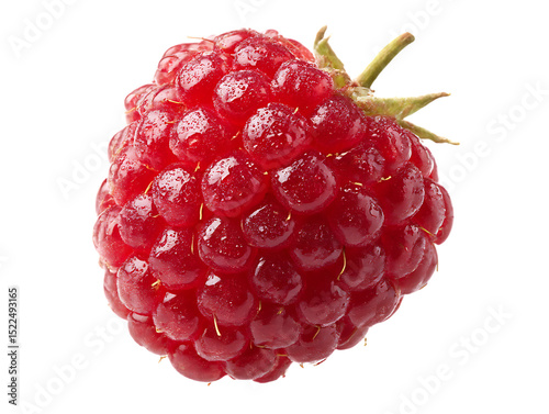 flying red raspberry on clipping path transprent