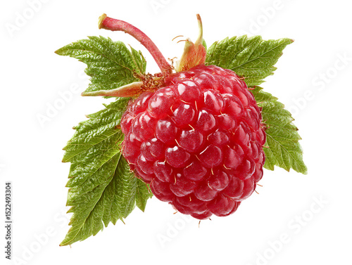 flying red raspberry on clipping path transprent
