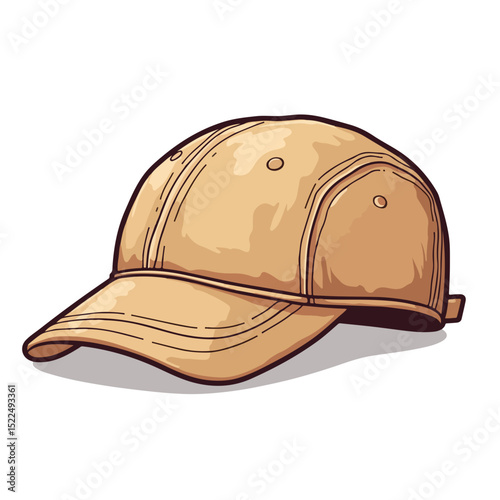 Stylish corduroy cap design. Beige corduroy baseball cap with curved visor and stitching details. This fashionable corduroy cap is perfect for apparel catalogs, online shops, and branding projects.