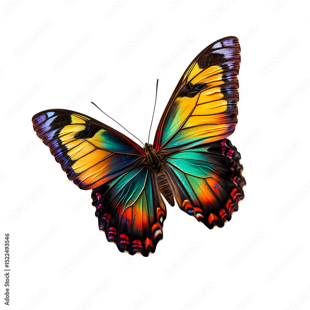 Obraz premium PNG Vibrant Butterfly Colorful Wings Detailed Illustration Natures Beauty against transparent Background