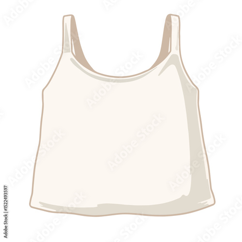 Simple off-white cotton camisole top, perfect for summer wardrobe.  Lightweight cotton tank top for women, ideal for layering or wearing alone.