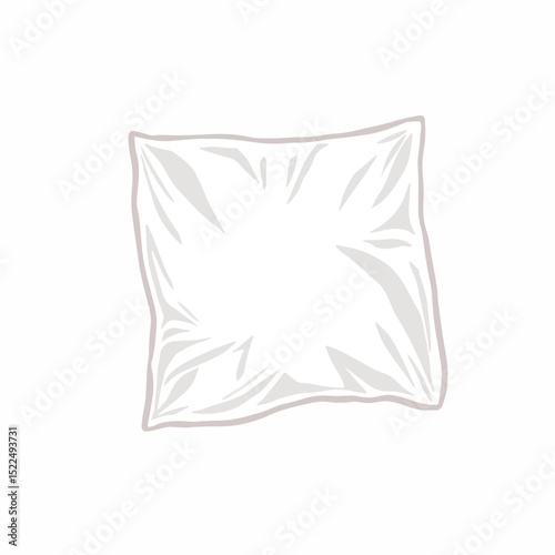 Wrinkled white pillowcase mockup. Clean pillowcase with creases and folds, perfect for branding and design projects.  This simple pillowcase image is ideal for showcasing your logo or text,