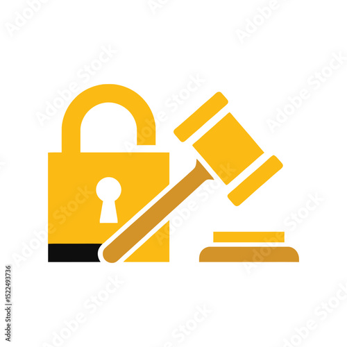 Golden Padlock and Gavel Symbolizing Legal Security and Justice