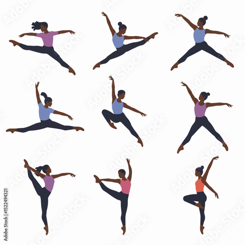 Dancer positions movement posing performance art activity