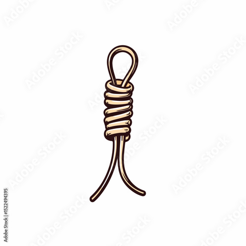 Elastic shoelace design element.  Beige elastic shoelace tied in a unique knot.  Close up detailed view of elastic shoelace perfect for fashion design, branding, or textile industry.