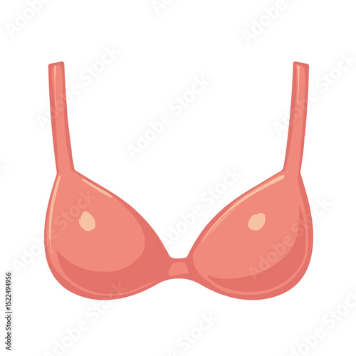 Front clasp bra illustration. Peach colored lingerie apparel with front closure detail. Stylish undergarment design for online store catalogs and fashion magazines.
