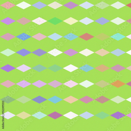 A Delightful Display of Pastel-Colored Diamonds Arranged in a Repeating Pattern on a Vibrant Lime Green Background.