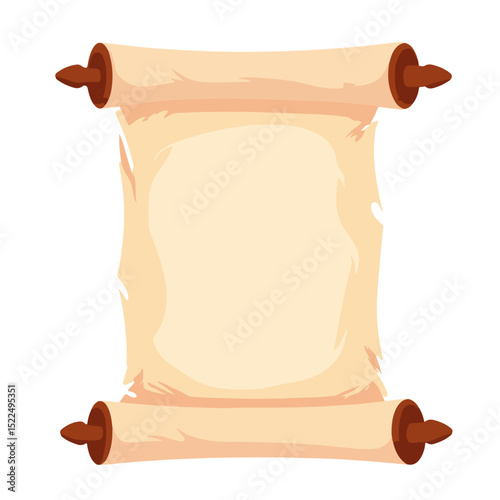 Old scroll parchment paper with wooden dowels. Antique scroll perfect for adding text or design elements.  Horoscope scroll design for mystical or esoteric projects.