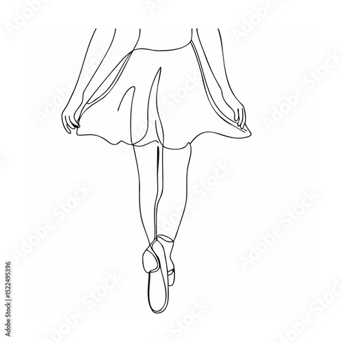Graceful ballerina in a minimalist single line drawing on a clean white background