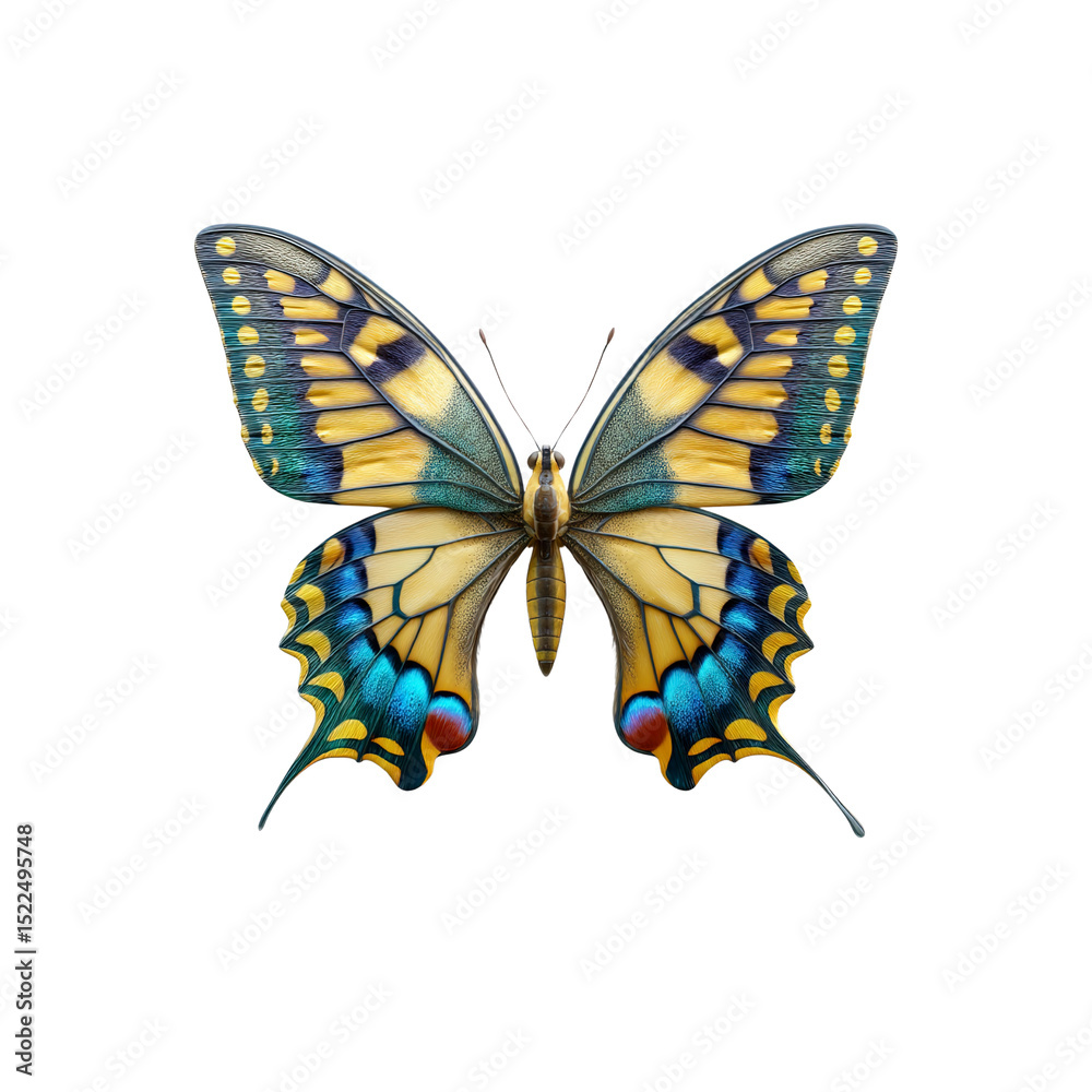 Naklejka premium Vibrant Swallowtail Butterfly Close-Up on transparent background