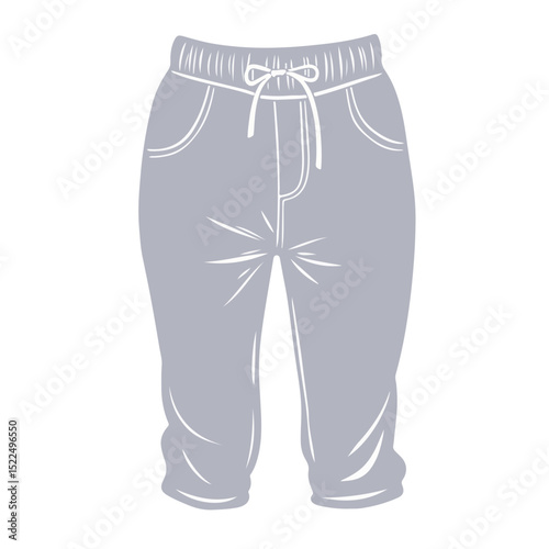 Stylish pants hem design with pockets and drawstring waist. These pants hem illustrations feature a casual cropped style perfect for joggers or sweatpants.