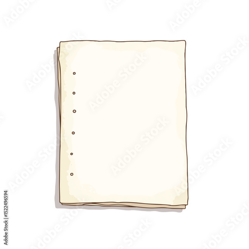 Perforated notebook paper sheet for stationery design. Blank notebook paper sheet with punched holes is ready for notes and sketches.  This perforated notebook sheet is perfect for school projects,