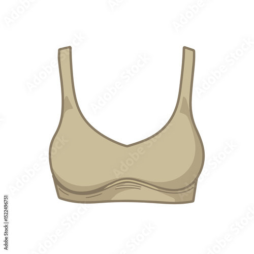 Beige racerback bra on white background. Comfortable racerback bra for everyday wear. This stylish racerback bra is perfect for advertising campaigns and online shops.
