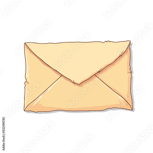 Torn envelope illustration. Old paper envelope with ragged edges and vintage style. Grunge envelope image ideal for scrapbooking, website design, or crafting projects.