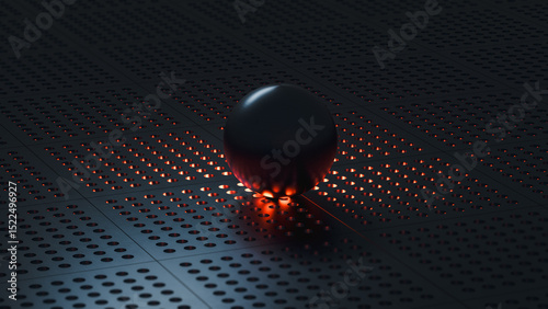 Innovative technology background with glowing orb on patterned surface