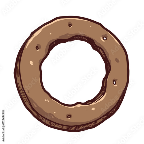 Rusty washer illustration. Detailed rusty washer graphic with grunge texture and brown color. This rusty washer image is perfect for industrial design projects and mechanical concepts.