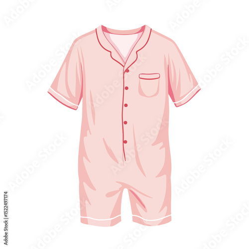Pink short sleeve pajamas with buttons and pocket. Comfortable pajamas for relaxing sleep.  These stylish pajamas are perfect for online store catalogs and advertising.