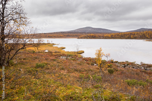 Autumn landscape over a mountain landscape in northern Finland