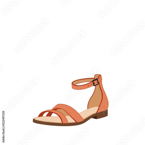 Stylish slingback sandals with ankle strap and comfortable low heel. These coral colored summer sandals feature crisscross straps and a buckle closure. Perfect footwear for summer fashion,