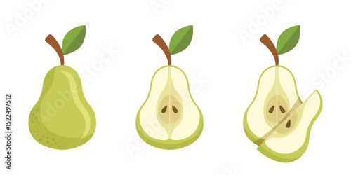 Pear icon set collection in flat style. Fresh fruit vector illustration on isolated background. Fresh pear sign business concept.