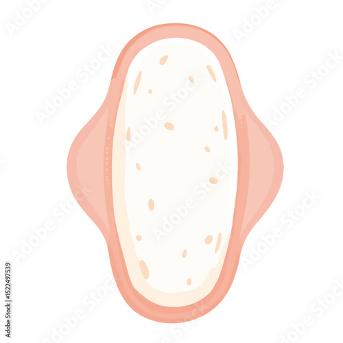 Stained cotton pad with light beige center and peach sides. Close up view of used cotton pad, showing absorbed liquid and texture.