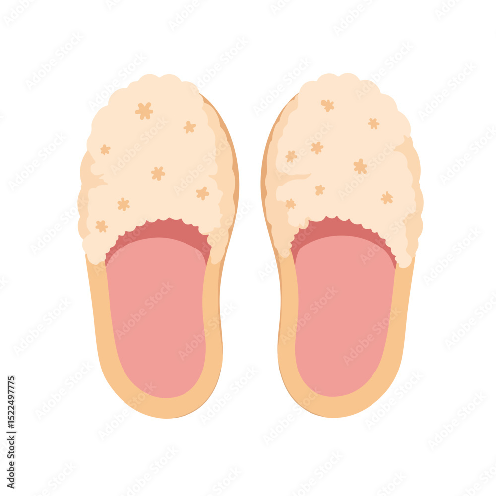 Fototapeta premium Soft terry cloth slippers with floral pattern. Cozy and comfortable home slippers ideal for relaxing evenings.