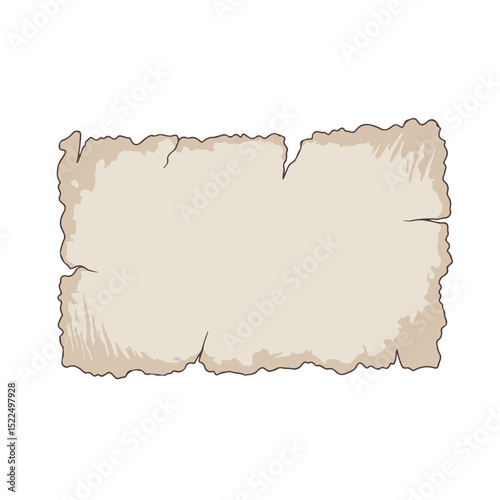 Old torn paper parchment with frayed edges.  Linen texture background with aged look.  Perfect distressed paper design for vintage projects, scrapbooking, or antique invitations.