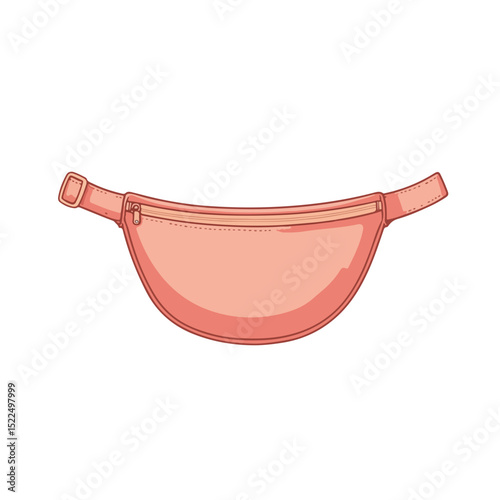 Stylish coral travel bum bag with zipper.  Compact travel accessory for storing essentials during trips.
