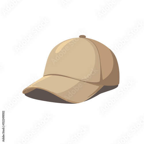 Beige twill cap mockup for branding projects. Stylish beige baseball cap design template with curved brim and blank space for logo placement.
