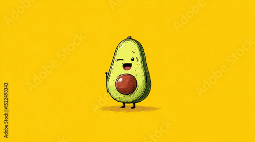 Cute avocado character winking and waving