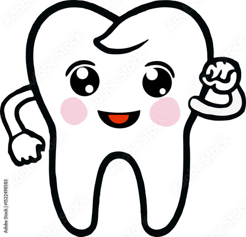 Dental care logo vector illustration with tooth, teeth and toothpaste