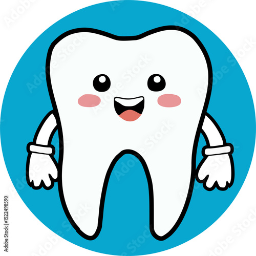 Dental care logo vector illustration with tooth, teeth and toothpaste