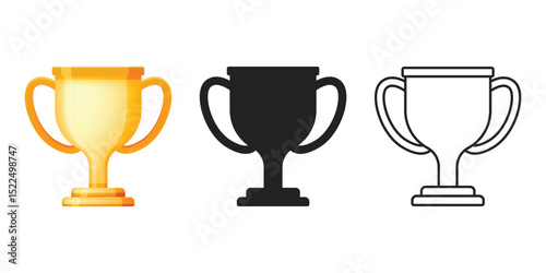 Trophy cup icon set collection in flat style. Award prize vector illustration on isolated background. Champion sports event sign business concept.