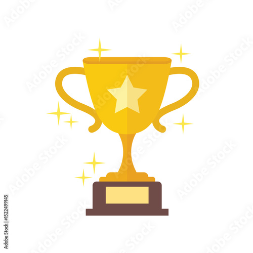 Trophy cup icon in flat style. Award prize vector illustration on isolated background. Champion sports event sign business concept.