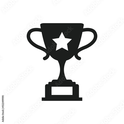 Trophy cup icon in flat style. Award prize vector illustration on isolated background. Champion sports event sign business concept.