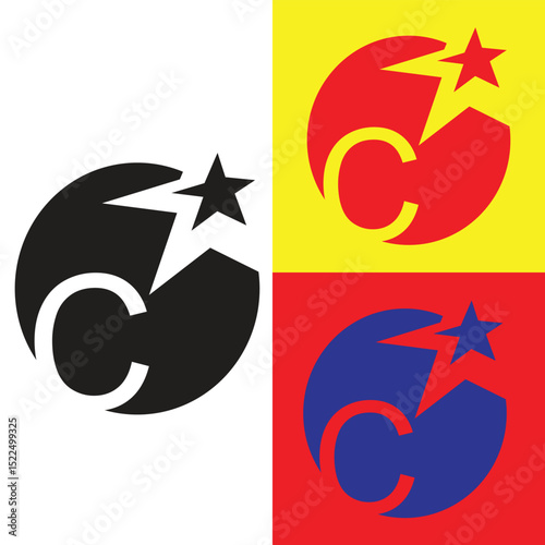 Premium C Vector Logo in three color variations. Beautiful Logo design for luxury corporate branding. Elegant identity design