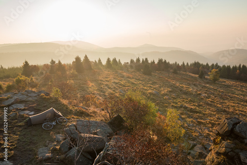Mountain landscape in the Ore Mountains in Czech Republic