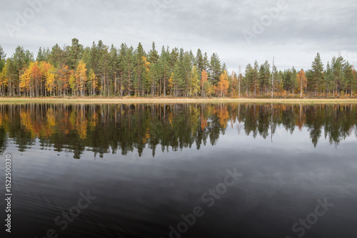 Autumnal lake scenery in Sweden