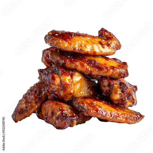 Delicious glazed chicken wings isolated on transparent background