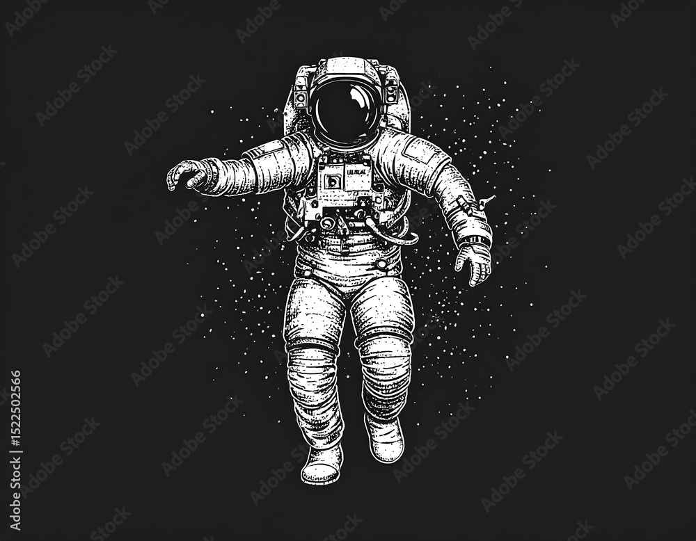 Fototapeta premium Space astronaut in vintage style