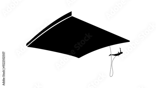 jump from bridge, bungee jumper, black isolated silhouette