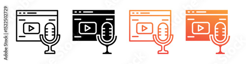 Podcasting Multi Style Icon Set Vector 