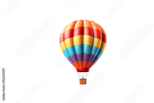 A colorful hot air balloon floats against a transparent background, ready for adventure. background removed