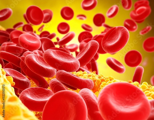 medical illustration of blood clot formation showing aggregated