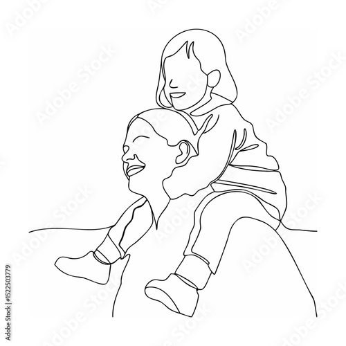 Mother carrying daughter on her shoulders joyful moments family love happiness connection