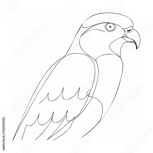 Simple line art depiction of a majestic eagle with powerful stance on white background